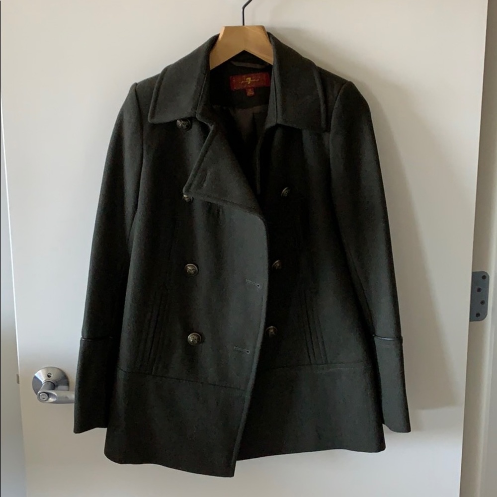 Dark olive wool pea coat